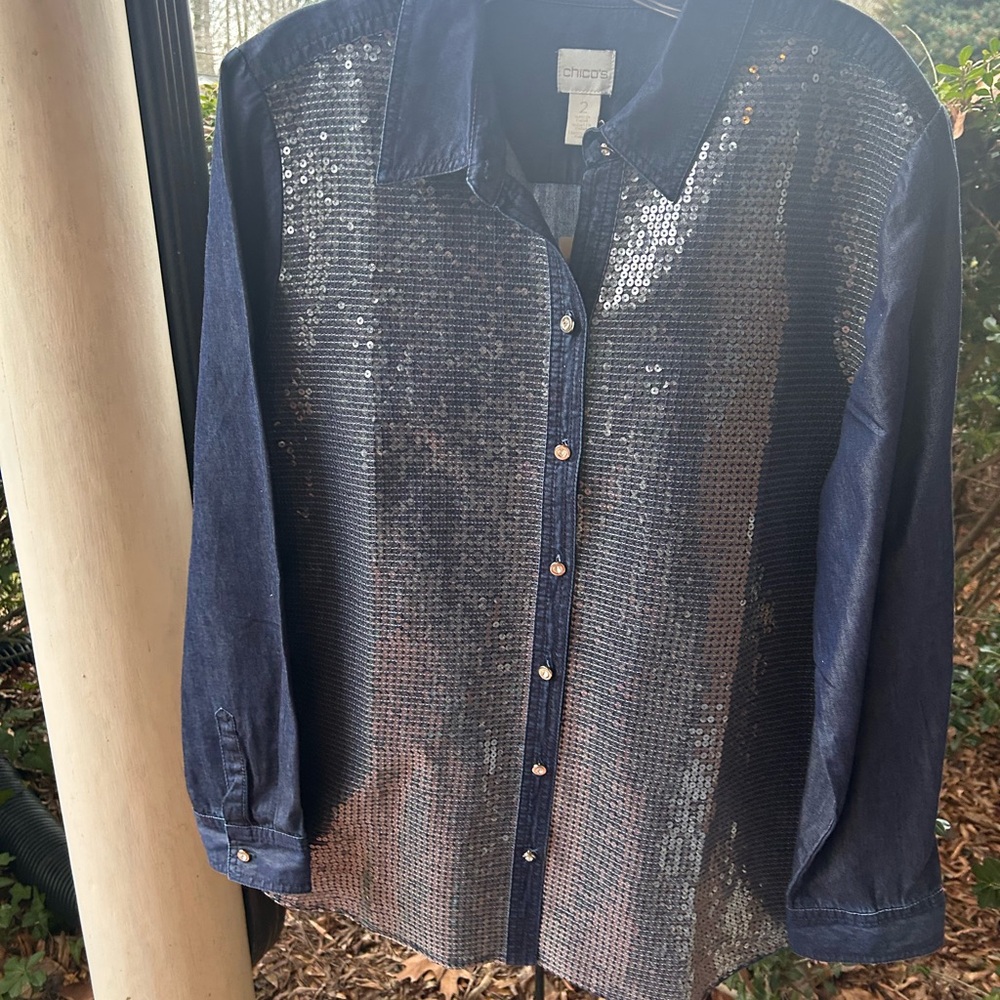 Chico's Dark Blue Denim Shirt